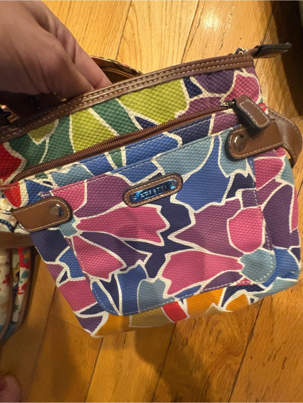 Rossetti Multicolor Floral Canvas Crossbody in Pink Purple Blue Green-